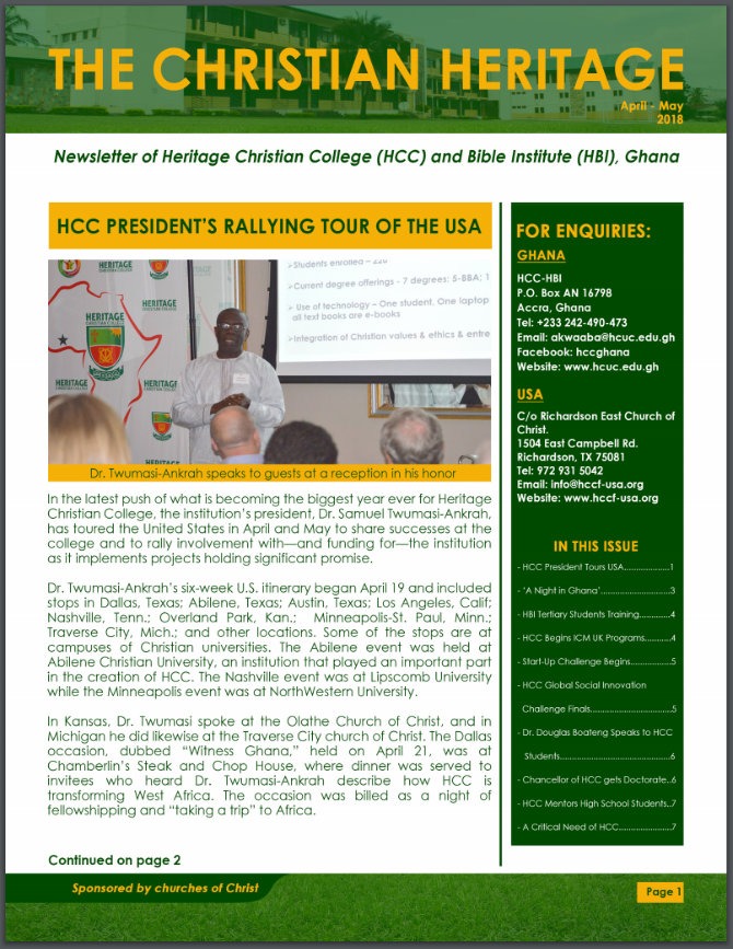 HCC Newsletter Apr-May 2018